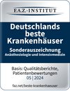 Siegel F.A.Z. Beste Krankenhäuser Anästhesiologie & Intensivmedizin