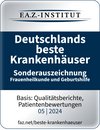 Siegel F.A.Z. Beste Krankenhäuser Frauenheilkunde & Geburtshilfe